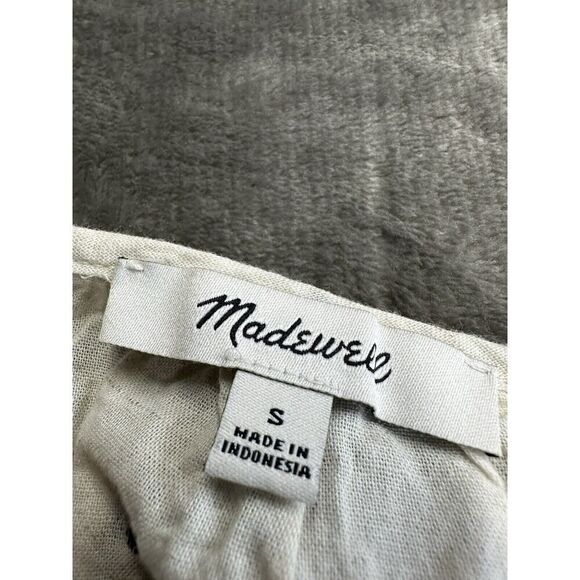 MADEWELL Womens Beige Cotton-Linen Lorelei Mini Dress NEW Clip-Dot Small - Picture 11 of 13